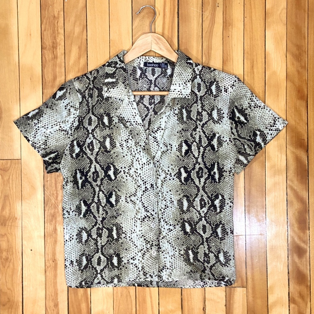 Snakeskin short sleeve blouse
